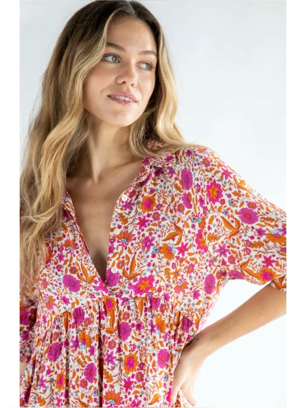 NATURAL LIFE | Becca Short Dress in Pink Floral, Size Large - Picture 10 of 12